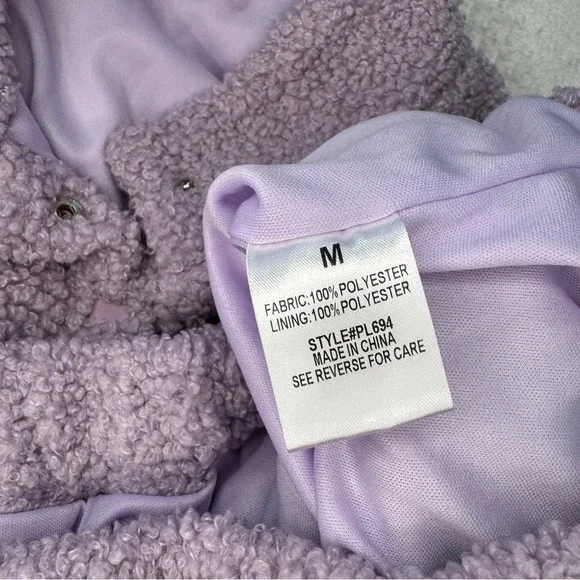 Pink Lily Lavender Purple Warm Sherpa Pullover Sweatshirt‎ Size Medium - Picture 6 of 7